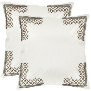 Edgy Metals Pillow (Set of 2) - White/Gunmetal - 20"X20" - Safavieh - 1 of 4