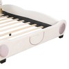 Okak Full Velvet Platform Bed Frame with Upholstered Bear-Shaped Headboard, Bed-End Storage Pocket for Kids Noise-Free Easy Assembly, Beige - 4 of 4
