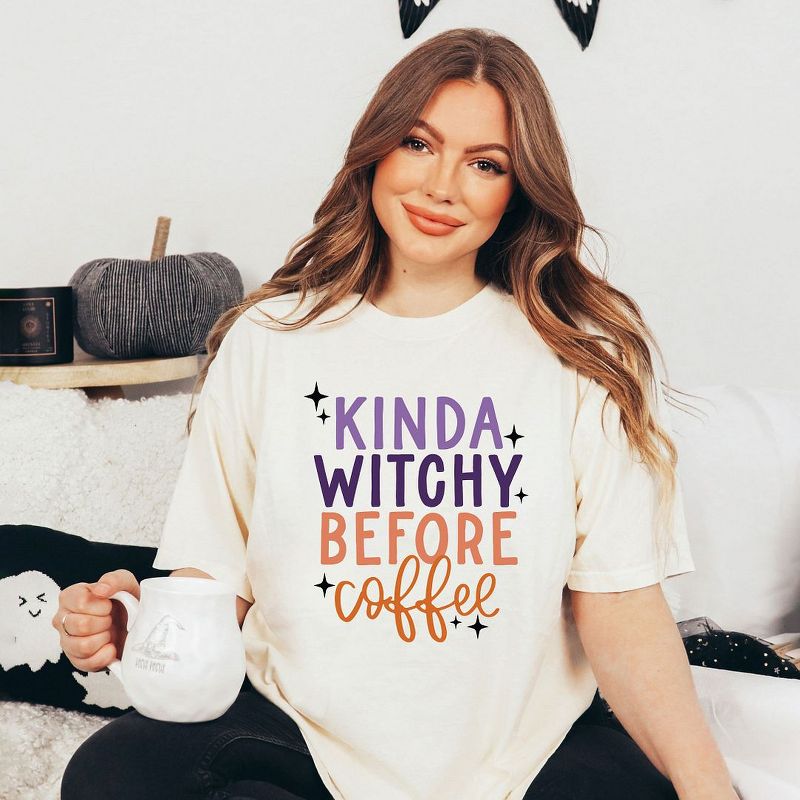 Simply Sage Market Women's Kinda Witchy Before Coffee Short Sleeve Garment Dyed Tee, 3 of 4