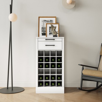 SKRAN Modular 28-Bottle Wine Bar Cabinet with Straight Lines, 17.80"W x 15.95"D x 35.43"H, MDF Material