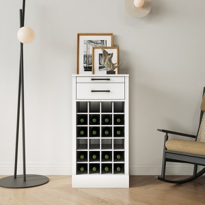 SKRAN Modular 28-Bottle Wine Bar Cabinet with Straight Lines, 17.80"W x 15.95"D x 35.43"H, MDF Material - 1 of 4