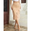 Cargo Skirt for Women Long Y2k Cargo Skirts Low Waist A line Skirt Trendy Vintage Dress Slit Front Midi Skirt with Pockets - 3 of 4