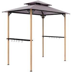 Outsunny 8' x 5' Grill Gazebo, Double Tiered Outdoor BBQ Gazebo with 2 Side Shelves and 10 Hooks for Patio, Garden, Beach, Backyard - 1 of 4