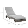 Wicker Chaise Lounge Chair Outdoor PE Rattan Cushioned Patio Sun Lounger with 5-Level Adjustable Backrest & Wheels for Easy Movement - 3 of 4