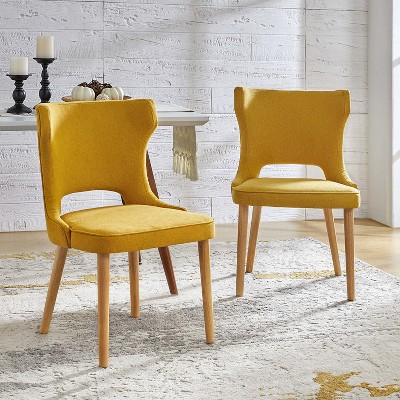 Leticia Mid-century Modern Wingback Dining Chair with Solid Wood Legs Set of 2|ARTFUL LIVING DESIGN