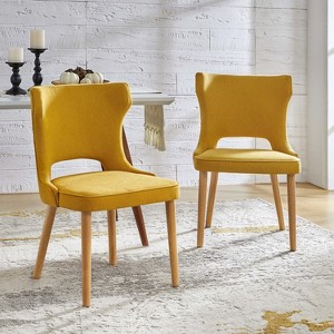 Leticia Mid-century Modern Wingback Dining Chair with Solid Wood Legs Set of 2|ARTFUL LIVING DESIGN - 1 of 4