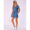 INSPIRE CHIC Women's Sweater Knit Short Sleeve Tee and Shorts 2 Piece Pajama Set - 3 of 4