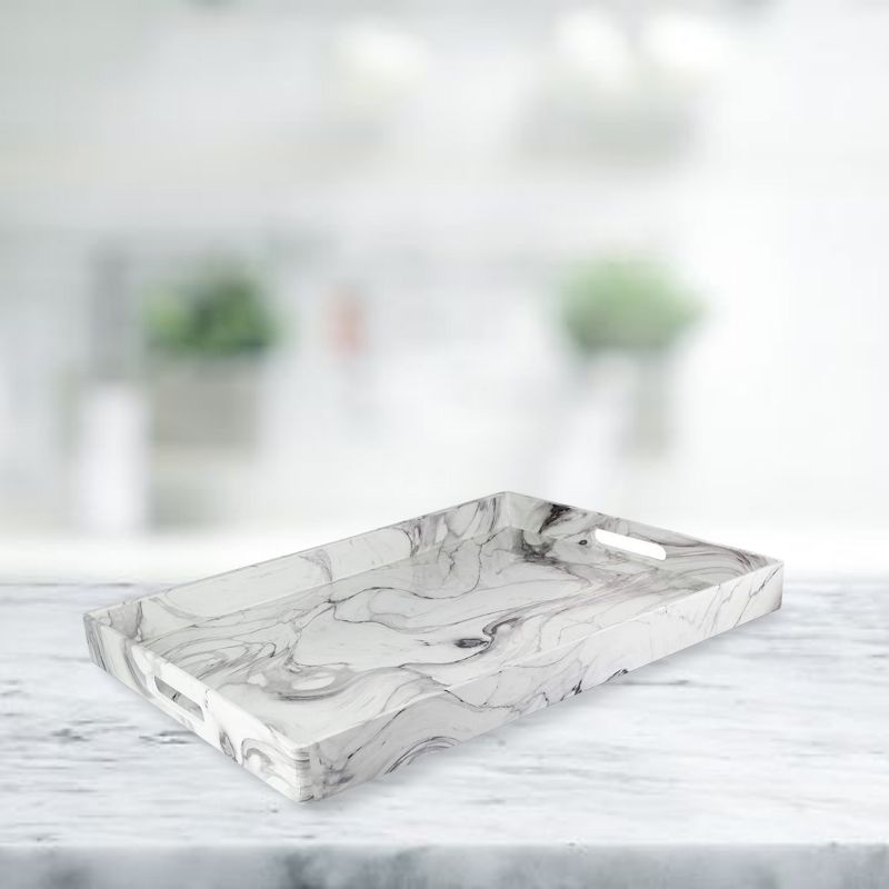 American Atelier Serving Tray, Large Rustic Decorative Platter w/Carry Handles, Gorgeous Maple Wood/Swirl Pattern, 2 of 4