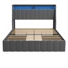 PAGED Bed Frame Modern Bed Frame with LED, 4 Under-bed Portable Storage Drawers, Wings Headboard Design, Box Spring Not Required - 3 of 4