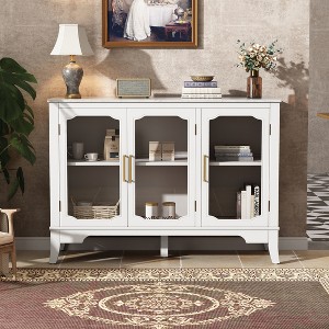 Christopher Knight Home Zorin 47.9'' Modern Storage Cabinet with 3 Glass Doors and Adjustable Shelves - 1 of 4