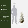 LuxenHome 4Ft Pre-Lit Snow-Flocked Artificial Christmas Tree with Warm White Lights & Burlap Base Green - 4 of 4