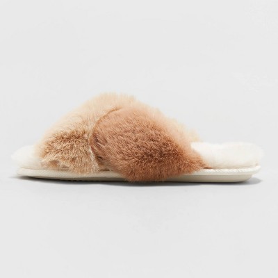 Furry Warmers Fully Microwavable Furry Slippers Beige