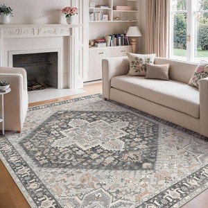Abynow Geometric Modern Loomed Machine Washable Area Rug - 1 of 4