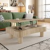 Irregular Fluted Coffee Table with Storage and Lift-Top, 42" Adjustable Table with Hidden Compartment, Solid Wood Legs for Living Room - Cuddlewood - 2 of 4