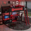 Polibi Full Size E-Sports Loft Bed with RGB Lighting, USB Charging & Pegboard Wall - 2 of 4