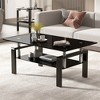 Rectangle Glass Coffee Table, Modern Side Coffee Table For Living Room, 2-Tier Tea Table With Tempered Glass Tabletop, Lower Shelf For Living Room - 2 of 4