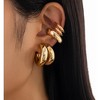 5-Piece Non-Piercing Ear Cuff Set | Chunky Gold & Silver Huggie Hoop Statement Jewelry - 3 of 4