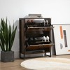 Kumasinova Shoe Cabinet with 2-Flip Drawers Modern Freestanding Shoe Storage Cabinet with Metal Handles and Metal Legs for Entryway,Hallway,Brown - 2 of 4