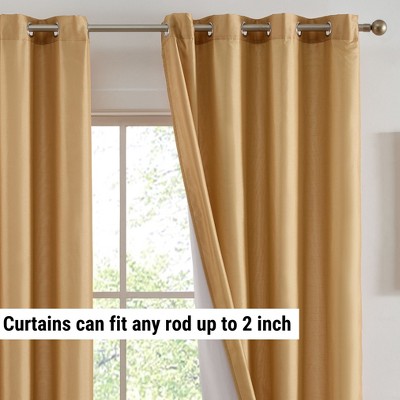 HLC.ME Jefferson Faux Silk Semi Sheer Light Filtering Microfiber Lined Grommet Lightweight Window Curtains, 2 Panels