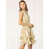 Allegra K Women's Regular Fit Floral A-line Smocked Waist Tiered Ruffled Chiffon Mini Dress - 2 of 4