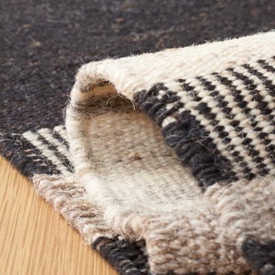 Handwoven Black Wool Dhurrie Area Rug, 3' x 5'