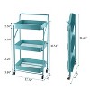 Fortune Candy Foldable 3-Tier Rolling Utility Cart, No-Assembly Multipurpose Storage Organizer with Handle for Home or Office - 3 of 4