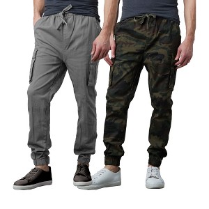 Galaxy By Harvic Men's Slim Fit Cotton Stretch Twill Cargo Joggers-2 Pack - 1 of 4