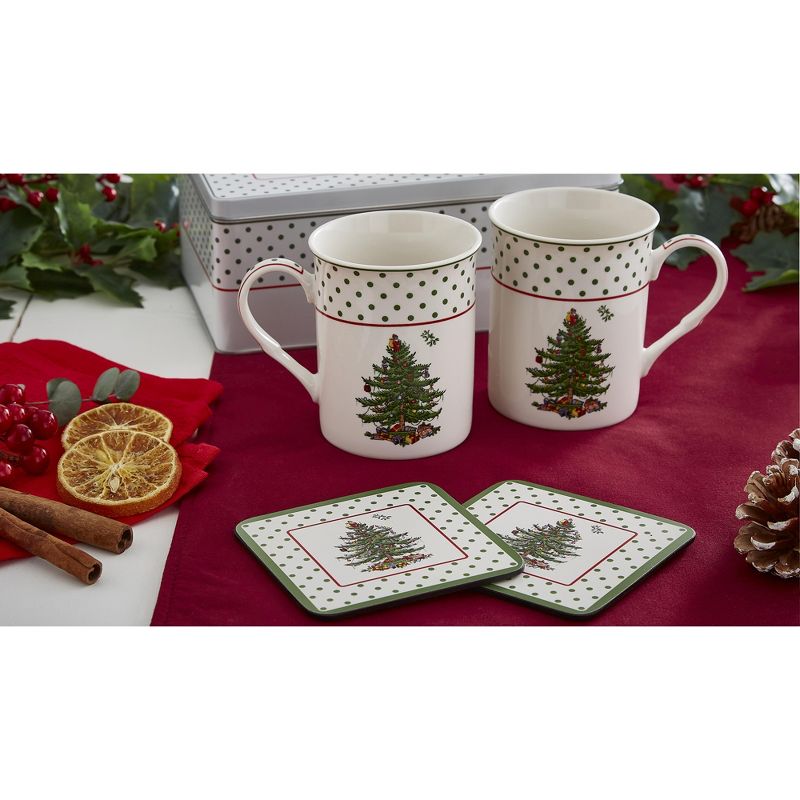 Spode Christmas Tree Polka Dot 5 Piece Mug and Tin Set, 5 of 7