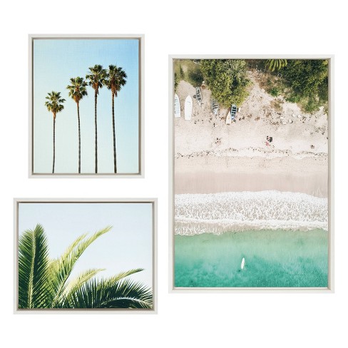 set Of 3) 33 X 23 Sylvie Four Palm Trees Tropical Beach Tropical