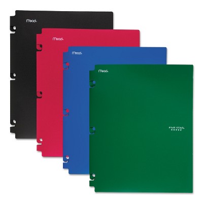 Five Star Snap-In Plastic Folder 20 Sheets 8 1/2 x 11 Assorted Snap Closure 4/Set 73266