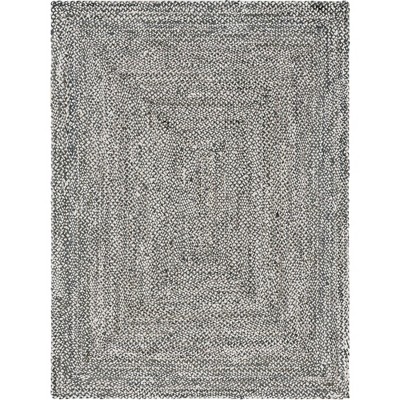 Gray and Ivory Hand-Braided Cotton Rectangular Area Rug