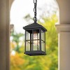 10.5" Metal/Glass Square Cage Modern Outdoor Pendant Light Black - LNC: Seedy Glass, ETL Listed, Rust-Resistant - 2 of 4