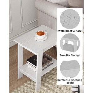 Wood Side Table with Storage Shelf, Small End Tables for Small Spaces, Square - 1 of 4