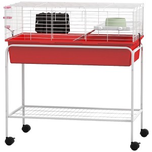 Skyzone Removable 2-Story Small Animal Habitat with Stand, Wheels & Shelf – Guinea Pig/Ferret Cage, - 1 of 4
