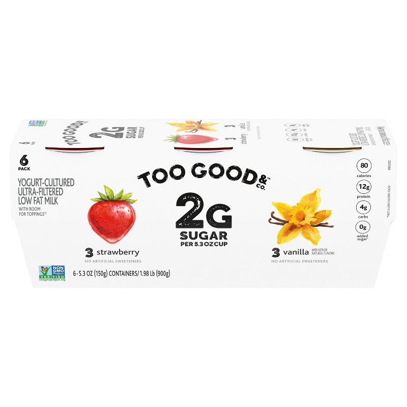 Two Good Low Fat Lower Sugar Strawberry &#38; Vanilla Greek Yogurt - 6ct/5.3oz Cups, 3 of 14