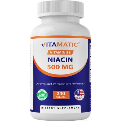 Niacin (Vitamin B3) 500mg, Sustained Release - 240 Tablets