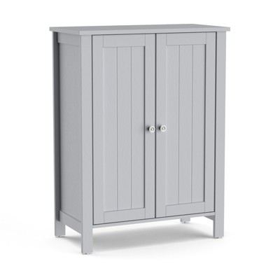 Tangkula Narrow Bathroom Storage Cabinet Freestanding Side Storage  Organizer with Adjustable Shelves Drawer and Pine Wood Legs Black
