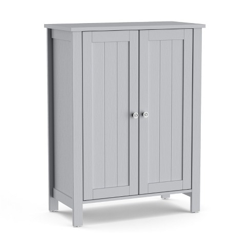 Costway Bathroom Floor Storage Cabinet Side Table Adjustable Shelf Organize  Freestanding : Target