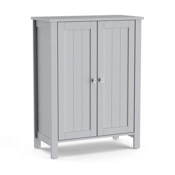 Tangkula Bathroom Storage Cabinet Floor Storage Freestanding Organizer Cabinet Black/Gray/Brown