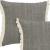 HomeRoots Set of Two 20" Gray And Off White Cotton Throw Pillows with Fringe - 3 of 4