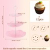 Unique Bargains 3 Tier Dessert Cupcake Stand Holder Round with Tiered Serving Tray for Donuts Fruits White Pink - 2 of 4