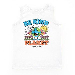 The Juniper Shop SmileyWorld Be Kind To Our Planet Rainbow Youth Tank Top - XL - White - 1 of 4