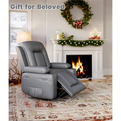 Power Lift Recliner Chair - Heat and Massage, Faux PU Electric Lift Recliner for Elderly & Mobility Impaired, Adjustable Back and Legs