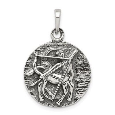 Black Bow Jewelry Sterling Silver Sagittarius the Archer Zodiac Circle Pendant