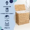 happimess Sawyer 24" Classic Farmhouse Handwoven Hyacinth 2-Section Collapsible Laundry Hamper with Washable Liner, Handles, and Lid - 3 of 4