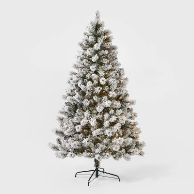 6.5ft Pre-lit Flocked Douglas Fir Artificial Christmas Tree Clear Lights - Wondershop™