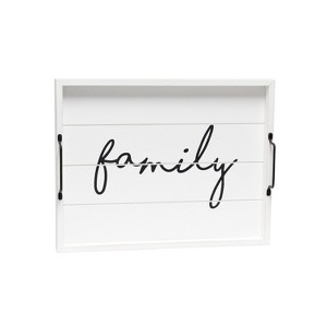 HomeRoots 16" White And Black Family Serving Tray With Handles - 1 of 4