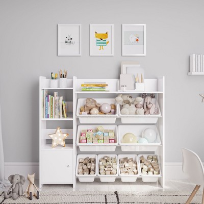 Sturdis Kids Toy Storage Organizer With Bookshelf And 8 Toy Bins : Target