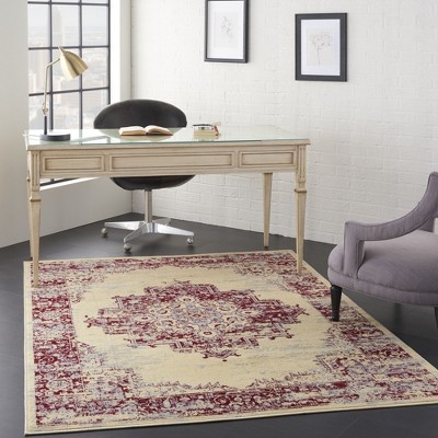 Elegant Cream/Red Medallion 4' x 6' Hand-Knotted Area Rug