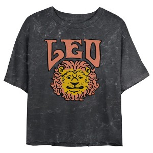 Junior's Women Lost Gods Zodiac Leo Art Symbol Crop T-Shirt - 1 of 4
